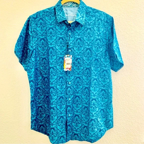 Robert Graham Button Down Shirt NWT Short Sleeve Size Large - Picture 2 of 10